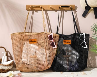 Personalized Beach Tote Bag, Bridesmaid Beach Tote Bags, Custom Bachelorette Trip Gifts for Her, Summer Hobo Bag, Bridesmaid Proposal Bags