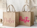 Personalized Bridesmaid Tote Bags,Custom Burlap Gift Bag,Beach Tote Bag,Bachelorette Party Bag,Bridesmaid Proposal Gift,Wedding Gift Bag product logo