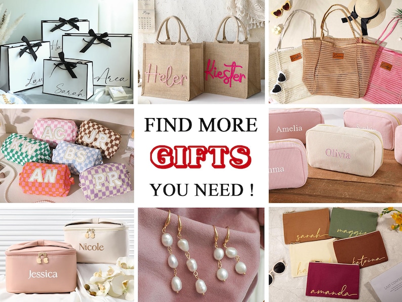 Custom Name Gift Bags, Wedding Gift Bags, Bridesmaid Gift Bags, Thank You Gift Bags, Birthday Gift Bags, Ribbon Tie Rope Gift Bags image 9