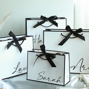 Personalized Name Gift Bags, Ribbon Tie Rope Gift Bags, Thank You Gift Bags, Birthday Gift Bags, Wedding Gift Bags, Bridesmaid Gift Bags
