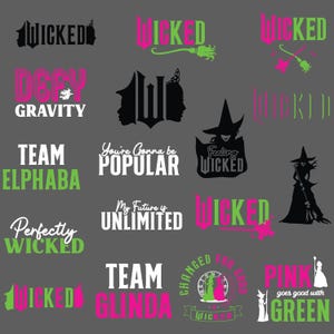 Wicked Movie Svg Png, Wicked PNG, Wicked Vinyl, Wicked Cricut, Witches Of OZ Svg Png, Witch roze en groen, Wizard Movie Fan SVG-ontwerpen