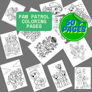 Livro de colorir Paw Petrol, Páginas de viagem em família Paw Petrol, Paw Petrol 50+ páginas Paw Petrol, Páginas para colorir de aniversário infantil Download digital