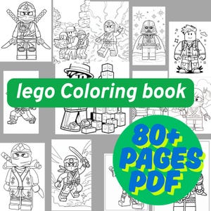 Libro para colorear de Lego, imprimible, más de 80 páginas, páginas para colorear de la familia Lego, páginas para colorear para niños, páginas para colorear de cumpleaños, descarga digital
