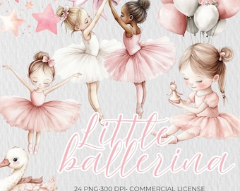 Aquarel ballerina clipartbundel: ballet png-afbeeldingen (digitale download)