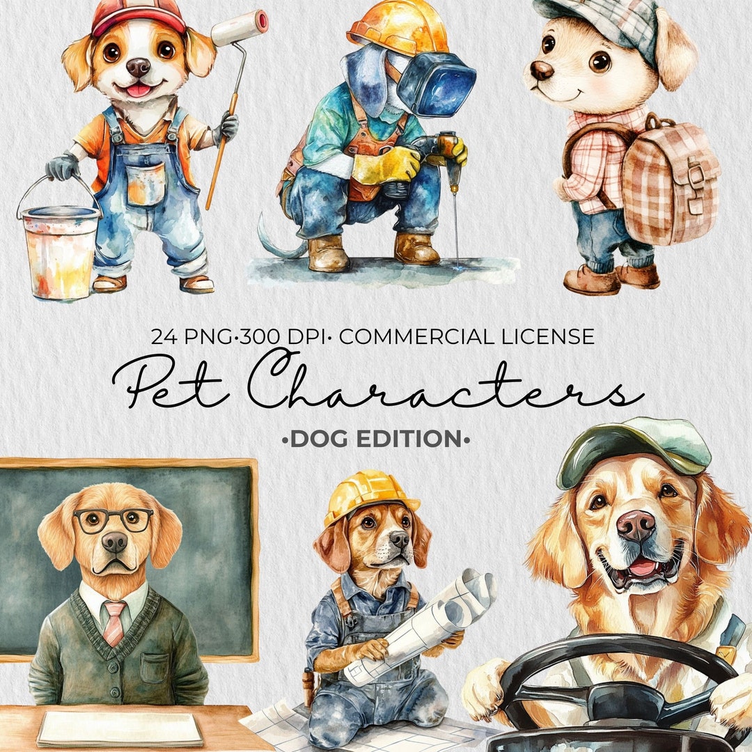 Dog Clipart Watercolor Bundle | 24 Cute Puppy Illustrations (PNG) - Etsy
