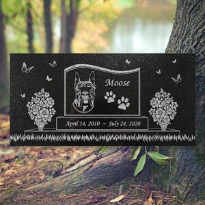 French Bulldog Personalized Dog Memorial - Granite Stone Pet Grave Marker - 6x12 - Moose