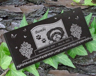 Shih Tzu Personalized Dog Memorial - Granite Stone Pet Grave Marker - 6x12 - Bambi