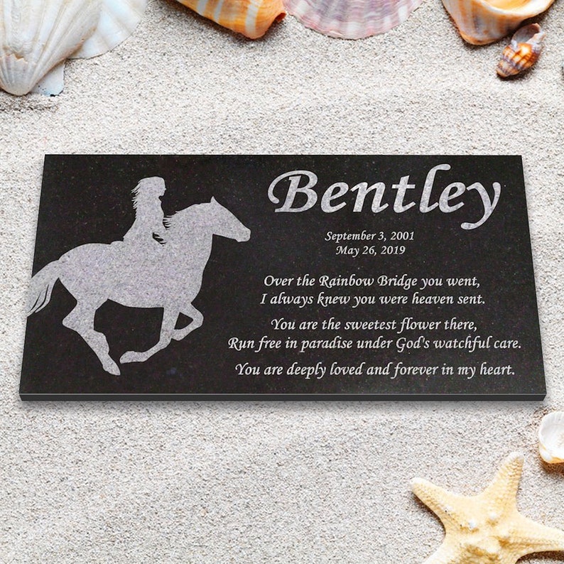 Personalized Horse Memorial 6x12 Bentley Granite Stone Pet Grave Marker