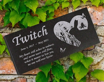 Personalized Rabbit Memorial Stone - Granite Pet Grave Marker - 6x12 - Twitch