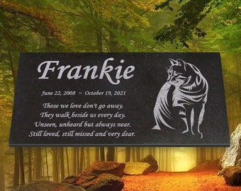 Personalized Cat Memorial - Granite Stone Pet Grave Marker - 6x12 - Frankie