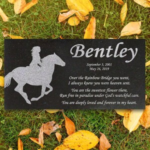 Personalized Horse Memorial Horse Memorial Granite Stone Pet Grave Marker Engraved Headstone Custom Engraved Garden Memorial Stone - Bentley