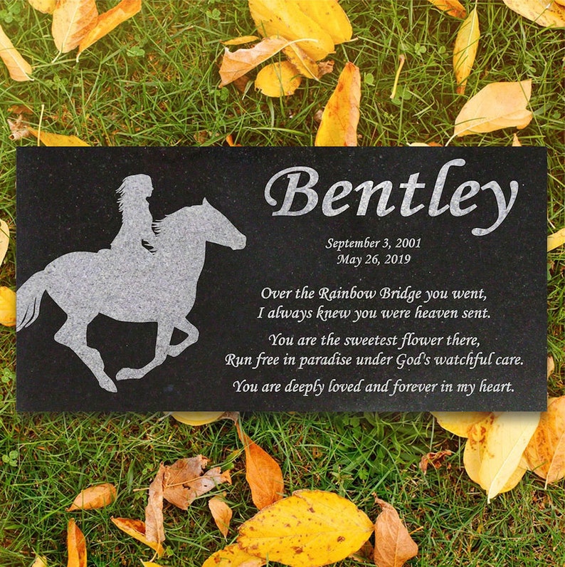 Personalized Horse Memorial 6x12 Bentley Granite Stone Pet Grave Marker