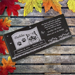 Personalized Cat Memorial - Granite Stone Pet Grave Marker - 6x12 - Dahlia