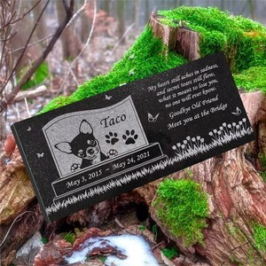Personalized Dog Memorial Cat Memorial Granite Stone Pet Grave Marker Engraved Headstone Custom Engraved Garden Memorial Stone - Chihuahua