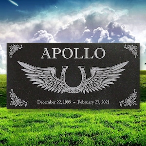Personalized Horse Memorial - Granite Stone Pet Grave Marker - 6x12 - Apollo