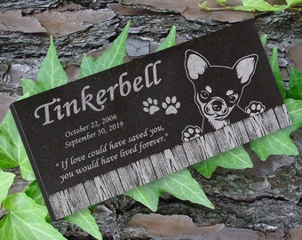 Chihuahua Personalized Dog Memorial - Granite Stone Pet Grave Marker - 6x12 - Tinkerbell