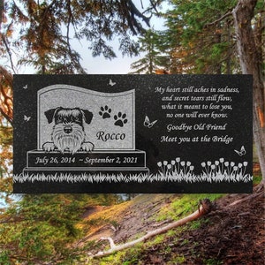 Schnauzer Personalized Dog Memorial - Granite Stone Pet Grave Marker - 6x12 - Rocco