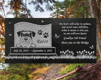Schnauzer Personalized Dog Memorial - Granite Stone Pet Grave Marker - 6x12 - Rocco