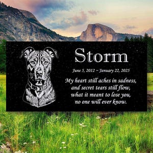 Personalized Dog Memorial Cat Memorial Granite Stone Pet Grave Marker Engraved Headstone Custom Engraved Garden Memorial Stone - Storm