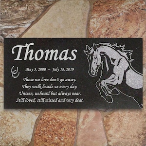 Personalized Horse Memorial Horse Memorial Granite Stone Pet Grave Marker Engraved Headstone Custom Engraved Garden Memorial Stone - Thomas