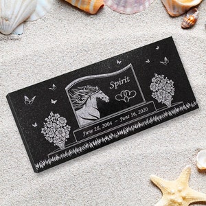 Personalized Horse Memorial 6x12 Bentley Granite Stone Pet Grave Marker