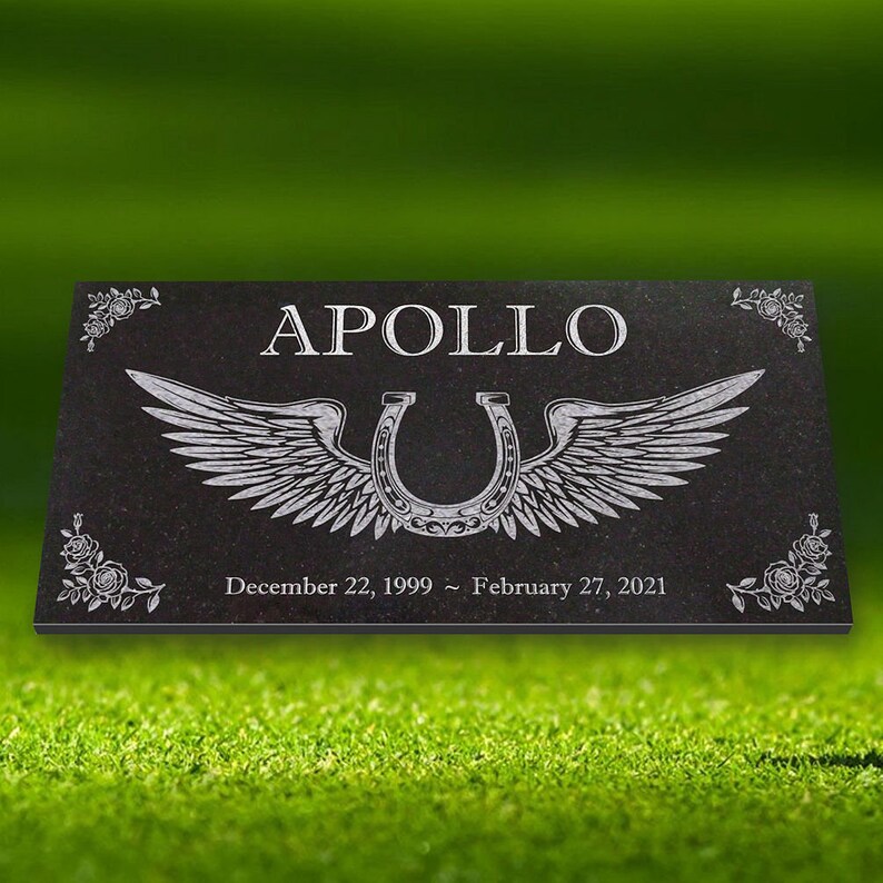 Personalized Horse Memorial 6x12 Bentley Granite Stone Pet Grave Marker