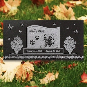 Personalized Dog Memorial Cat Memorial Granite Stone Pet Grave Marker Engraved Headstone Custom Engraved Garden Memorial Stone - Billy Boy