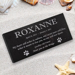 Personalized Cat or Dog Memorial - Granite Stone Pet Grave Marker - 6x12 - Roxanne