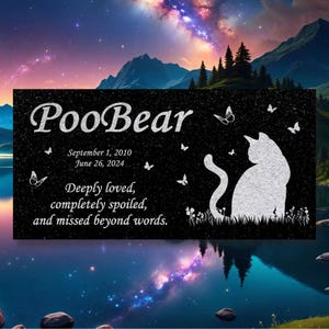 Personalized Dog Memorial Cat Memorial Granite Stone Pet Grave Marker Engraved Headstone Custom Engraved Garden Memorial Stone - PooBear