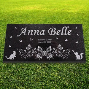 Personalized Cat Memorial - Granite Stone Pet Grave Marker - 6x12 - Anna Belle