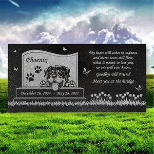 Personalized Dog Memorial Cat Memorial Granite Stone Pet Grave Marker Engraved Headstone Custom Engraved Garden Memorial Stone - Rottweiler