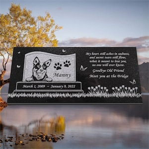 Personalized Dog Memorial Cat Memorial Granite Stone Pet Grave Marker Engraved Headstone Custom Engraved Garden Memorial Stone - Blue Heeler