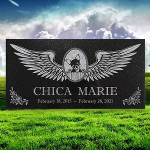 Chihuahua Personalized Dog Memorial - Granite Stone Pet Grave Marker - 6x12 - Chica Marie