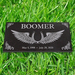 Personalized Horse Memorial - Granite Stone Pet Grave Marker - 6x12 - Boomer