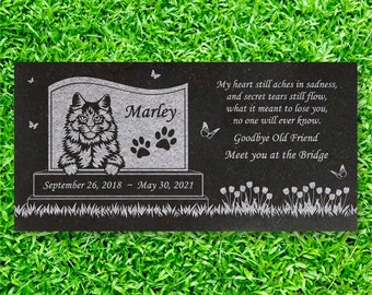 Personalized Cat Memorial - Granite Stone Pet Grave Marker - 6x12 - Marley
