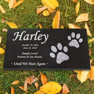 Personalized Dog Memorial Cat Memorial Granite Stone Pet Grave Marker Engraved Headstone Custom Engraved Garden Memorial Stone - Harley