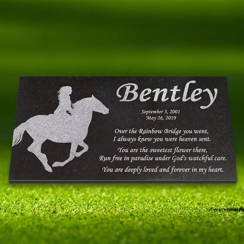 Personalized Horse Memorial 6x12 Bentley Granite Stone Pet Grave Marker