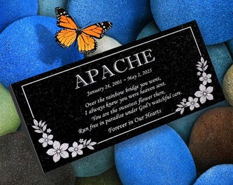 Personalized Granite Pet Memorial Stone – Engraved Grave Marker - 6x12 - Apache