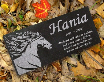 Personalized Horse Memorial - Granite Stone Pet Grave Marker - 6x12 - Hania
