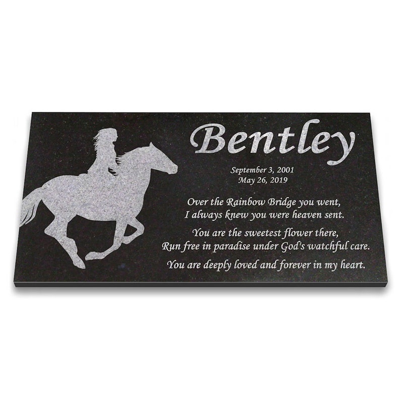 Personalized Horse Memorial 6x12 Bentley Granite Stone Pet Grave Marker