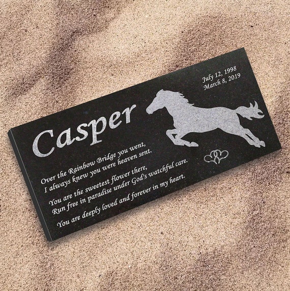 Personalized Horse Memorial 6x12 Bentley Granite Stone Pet Grave Marker