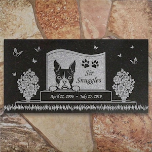 Personalized Dog Memorial Cat Memorial Granite Stone Pet Grave Marker Engraved Headstone Custom Engraved Garden Memorial Stone - Sir Snuggle