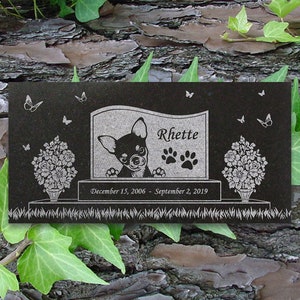Personalized Dog Memorial Cat Memorial Granite Stone Pet Grave Marker Engraved Headstone Custom Engraved Garden Memorial Stone - Chihuahua