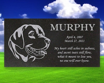 Labrador Dog Memorial - Granite Stone Pet Grave Marker - 6x12 - Murphy
