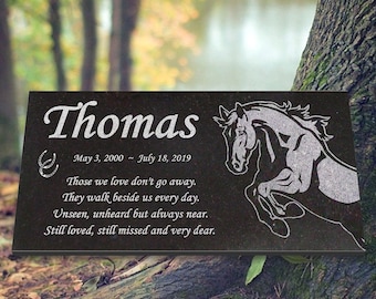 Personalized Horse Memorial - Granite Stone Pet Grave Marker - 6x12 - Thomas