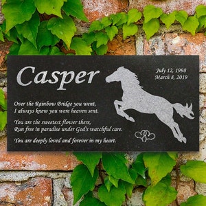 Personalized Horse Memorial Horse Memorial Granite Stone Pet Grave Marker Engraved Headstone Custom Engraved Garden Memorial Stone - Casper