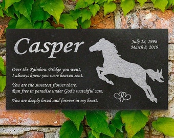 Personalized Horse Memorial - Granite Stone Pet Grave Marker - 6x12 - Casper