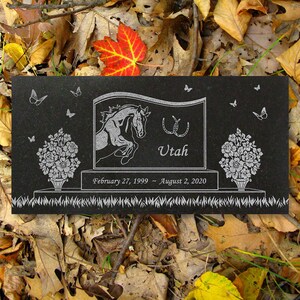 Personalized Horse Memorial - Granite Stone Pet Grave Marker - 6x12 - Utah