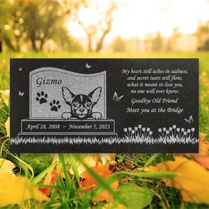 Personalized Dog Memorial Cat Memorial Granite Stone Pet Grave Marker Engraved Headstone Custom Engraved Garden Memorial Stone - Chihuahua