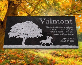 Personalized Horse Memorial - Granite Stone Pet Grave Marker - 6x12 - Valmont